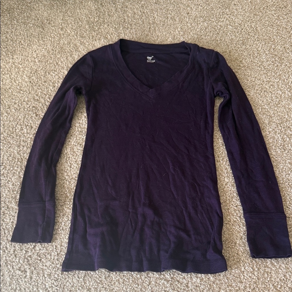 GAP Women’s Supersoft Purple Long Sleeve V Neck Top Size Xs